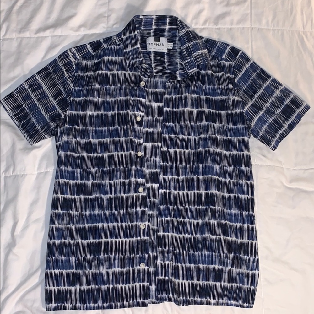 Topman Men’s Blue Tile Stripe Shirt Size S